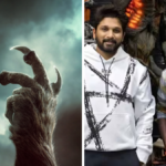 A mysterious poster featuring a large furry hand with long claws against a cloudy sky, teasing the title of Allu Arjun and Atlee's movie