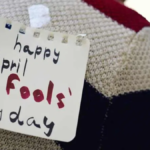 Illustration of people playing lighthearted pranks on April Fools Day with a calendar showing April 1st