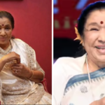 Legendary Indian playback singer Asha Bhosle performing at a live concert during her 90th birthday celebrations.