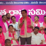 Ravi Yadav welcoming new members into BRS party with pink scarves in Serilingampally.