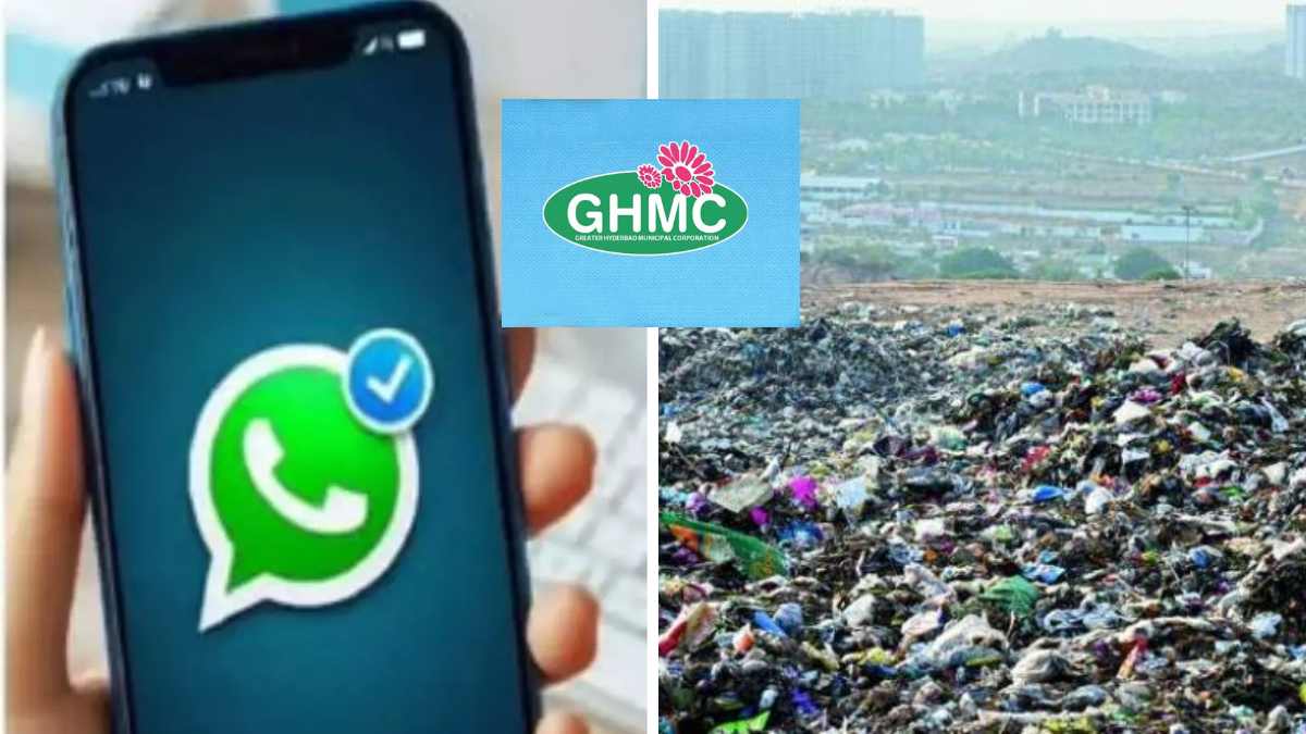 Piles of garbage and construction waste on a Hyderabad road illustrating the failure of the civic complaint system.