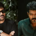 Actor Vijay from the movie Jananayagan and Chiranjeevi's tweet against film piracy.