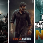 Stylish poster of Jr NTR celebrating his upcoming movie projects Dragon and God of War.