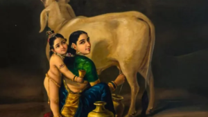 Raja Ravi Varma Yashoda Krishna Painting