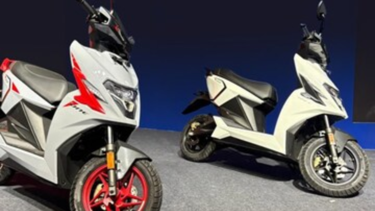 Premium Simple Ultra electric scooter in a sleek design showcasing its long-range battery and digital console.