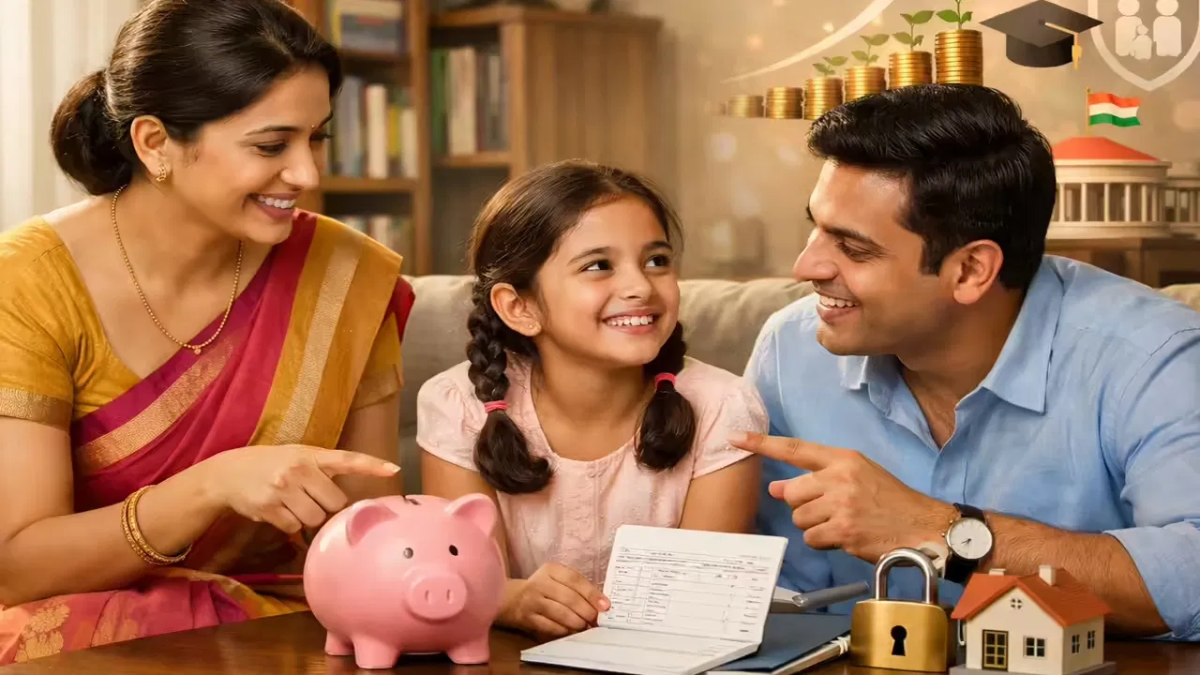 సుకన్య సమృద్ధి యోజన పొదుపు పథకానికి సంబంధించిన పాస్‌బుక్ మరియు నాణేల చిత్రం.