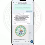 Telangana government's WhatsApp service for registration and stamps department displaying the official contact number and services.