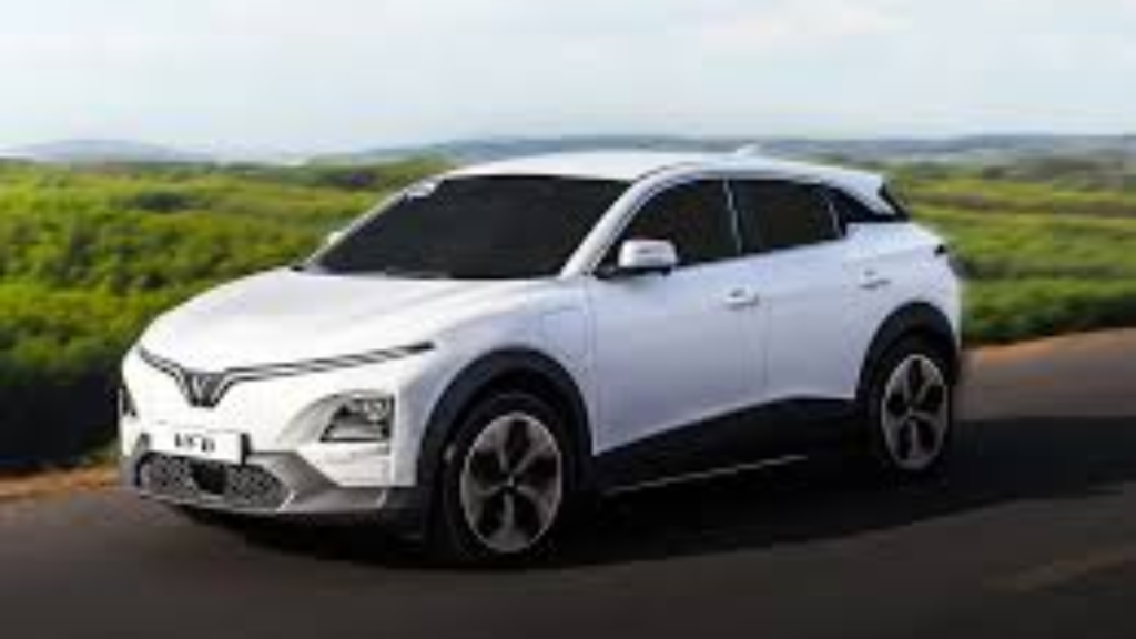 New VinFast VF MPV 7 electric seven-seater car launched in India with sleek LED lights and aerodynamic wheels.