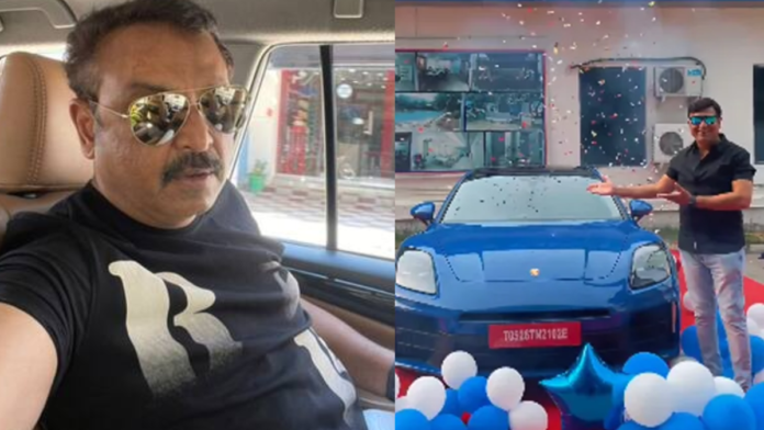 హైదరాబాద్‌లో కొత్త లగ్జరీ స్పోర్ట్స్ కారుతో టాలీవుడ్ నటుడు వీకే నరేశ్.