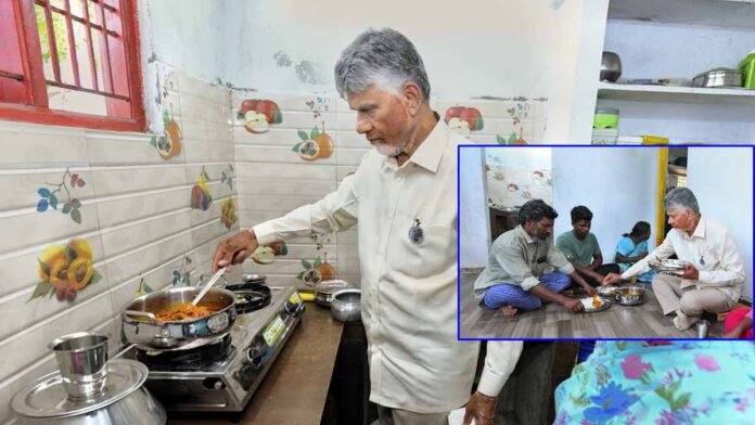 జాలర్ల ఇంట్లో భోజనం తిన్న చంద్రబాబు
